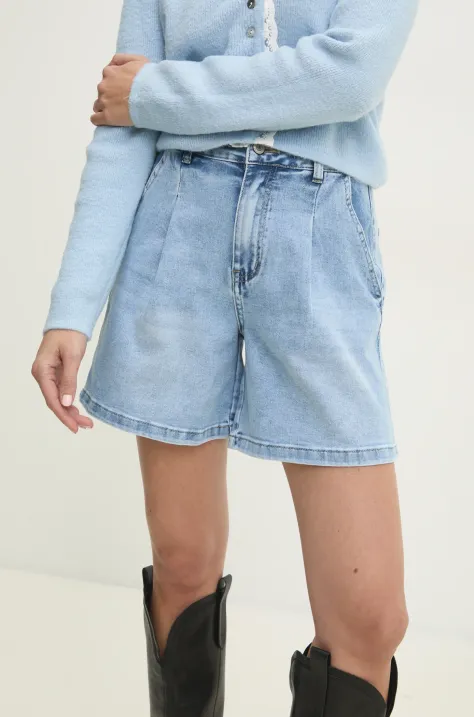 Answear Lab pantaloni scurti jeans femei, neted, high waist