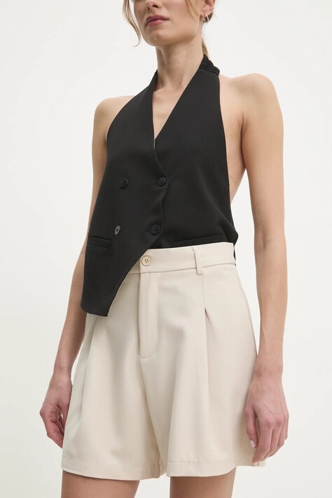 Answear Lab pantaloni scurti femei, culoarea bej, neted, high waist