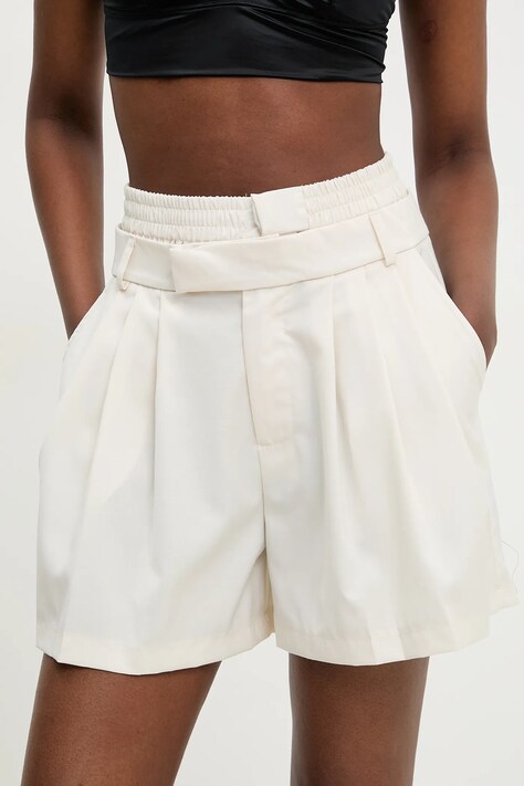 Kraťasy Answear.LAB dámské, béžová barva, hladké, high waist