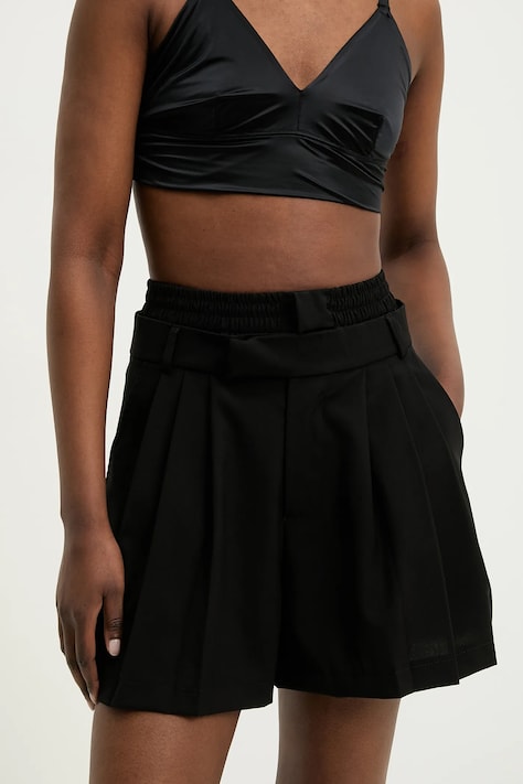 Answear Lab pantaloni scurti femei, culoarea negru, neted, high waist