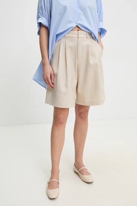 Answear Lab pantaloni scurti femei, culoarea bej, neted, high waist