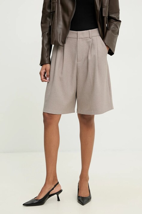 Kraťasy Answear.LAB dámské, béžová barva, hladké, high waist