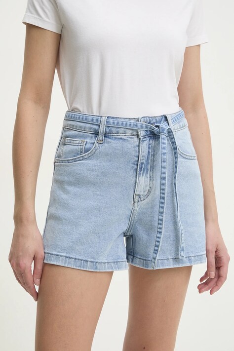 Džínové šortky Answear Lab dámské, modrá barva, hladké, high waist