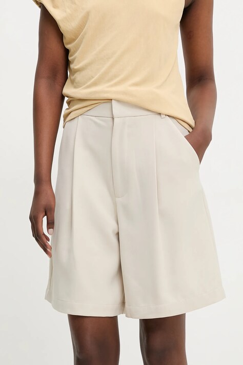 Answear Lab pantaloni scurti femei, culoarea bej, neted, high waist