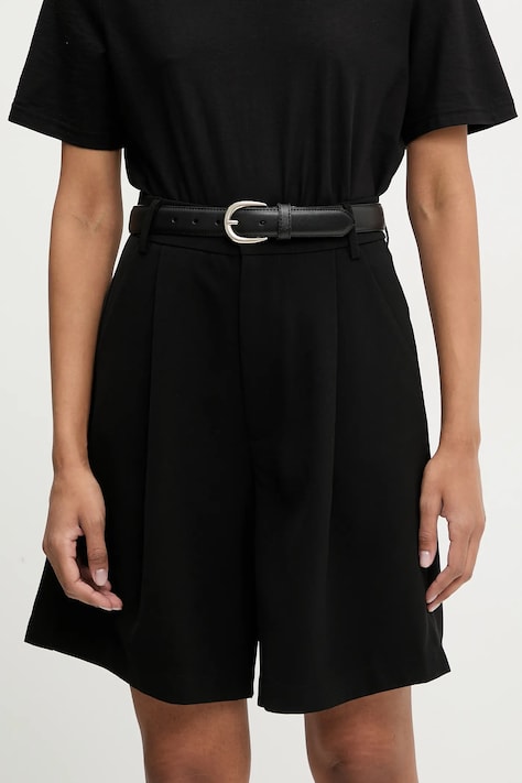 Answear Lab pantaloni scurti femei, culoarea negru, neted, high waist