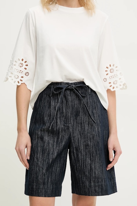 Answear.LAB szorty jeansowe damskie kolor granatowy gładkie high waist