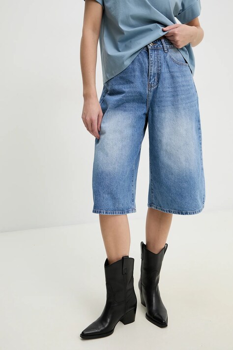 Answear Lab pantaloni scurti jeans femei, neted, high waist