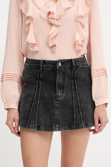 Answear Lab fustă și pantaloni denim culoarea negru, neted, high waist