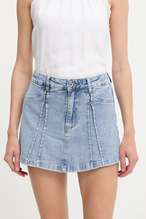 Answear Lab fustă și pantaloni denim neted, medium waist