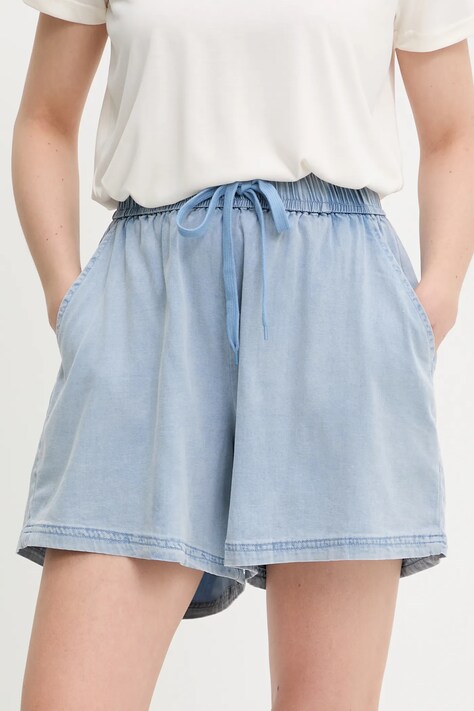 Answear Lab szorty damskie kolor niebieski gładkie high waist