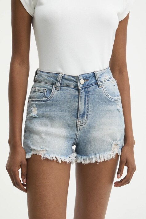 Answear Lab pantaloni scurti jeans neted, high waist