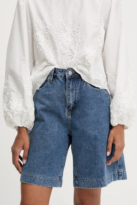 Answear Lab pantaloni scurti jeans neted, high waist