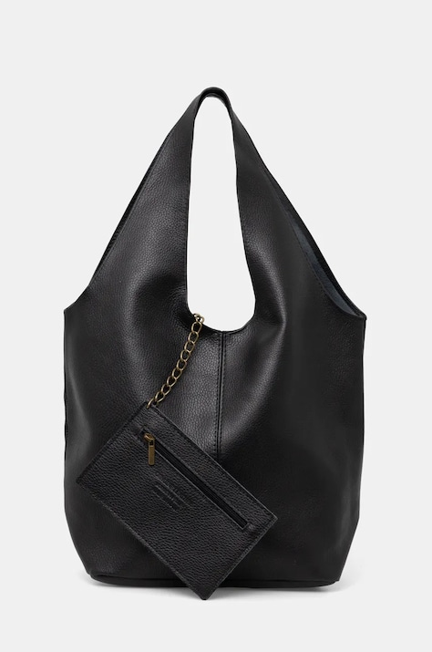 Answear Lab poseta de piele culoarea negru