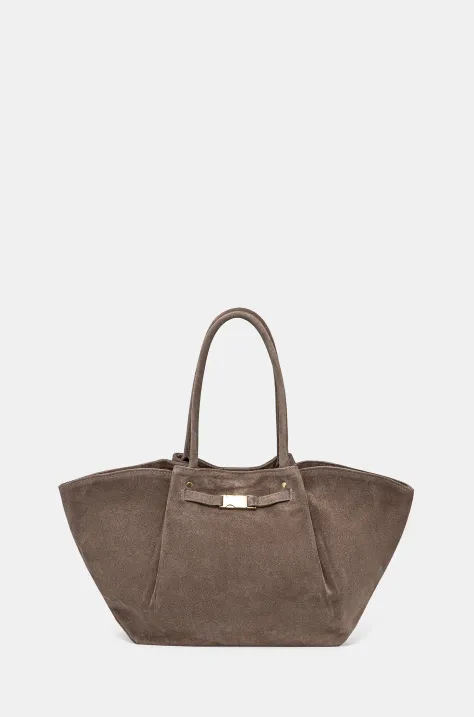 Answear.LAB torebka zamszowa kolor beżowy