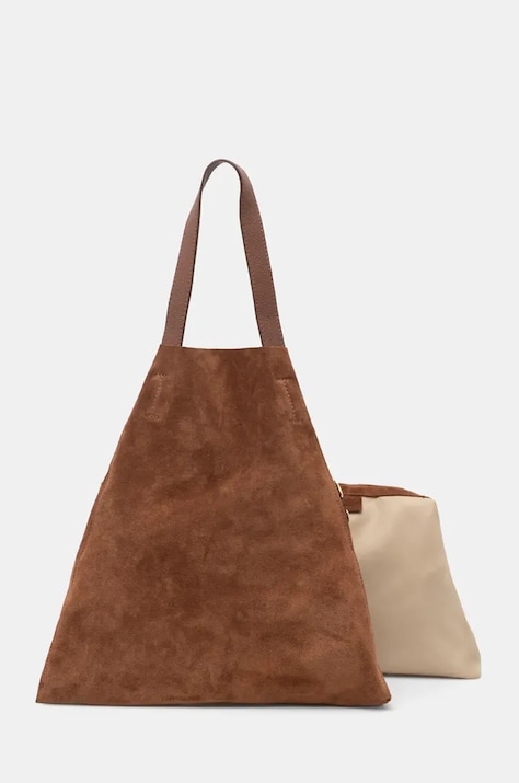 Torba od brušene kože Answear.LAB boja: smeđa