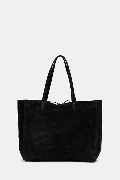 Answear Lab geanta de mana din piele intoarsa culoarea negru