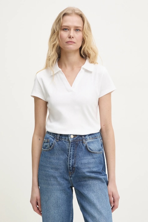Answear Lab tricou polo femei, culoarea alb