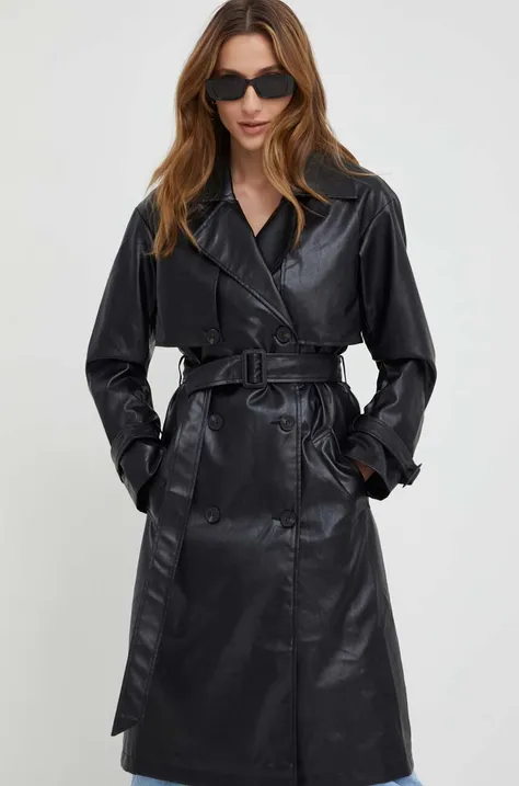 Answear Lab płaszcz X kolekcja limitowana NO SHAME damski kolor czarny przejściowy dwurzędowy