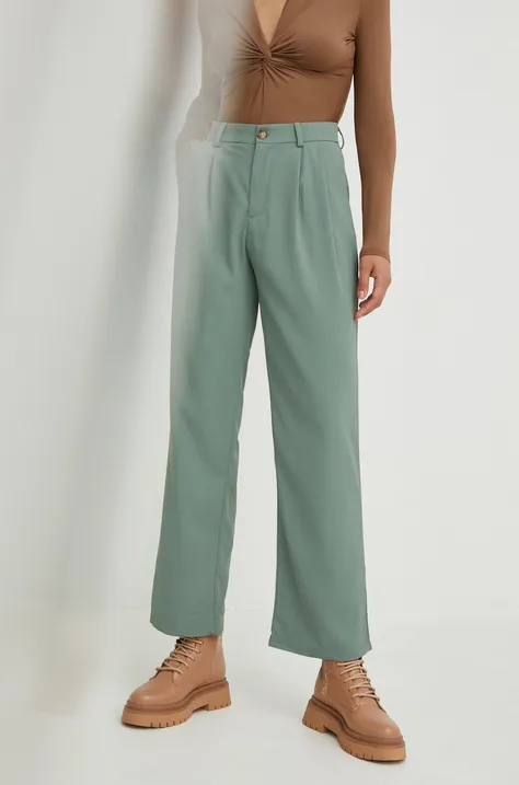 Answear Lab spodnie damskie kolor turkusowy szerokie high waist