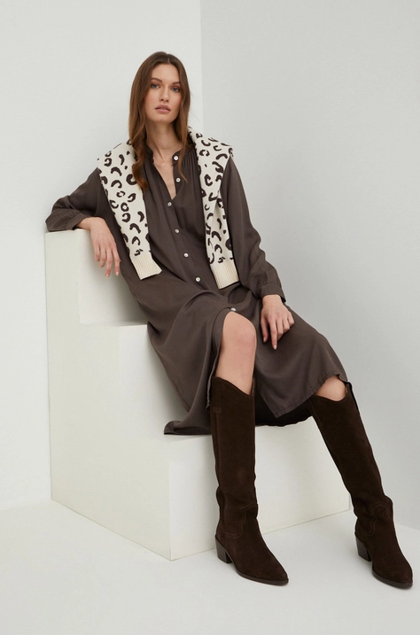 Answear Lab ruha barna, midi, oversize