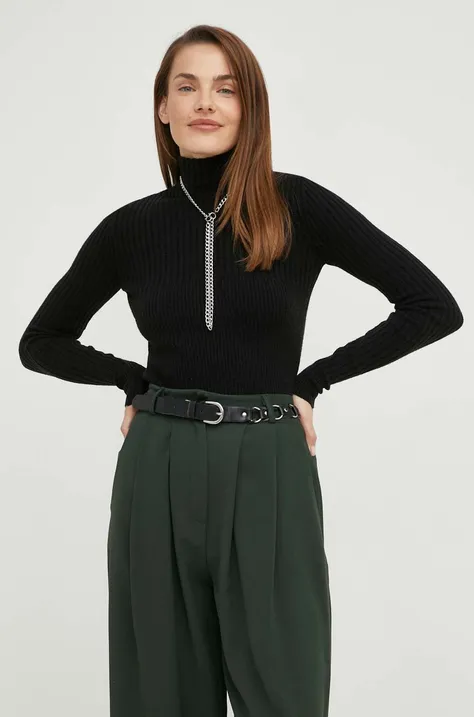 Answear Lab pulóver könnyű, női, szürke, félgarbó nyakú