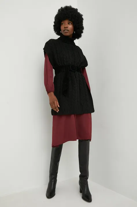 Prsluk Answear Lab za žene, boja: crna, topli, s dolčevitom