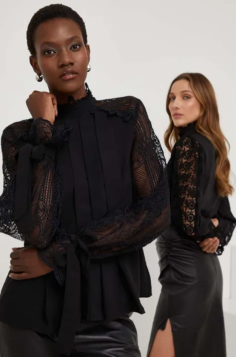 Majica Answear Lab X omejena kolekcija NO SHAME ženska, črna barva