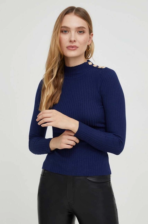 Answear Lab pulover culoarea albastru marin, light, cu turtleneck