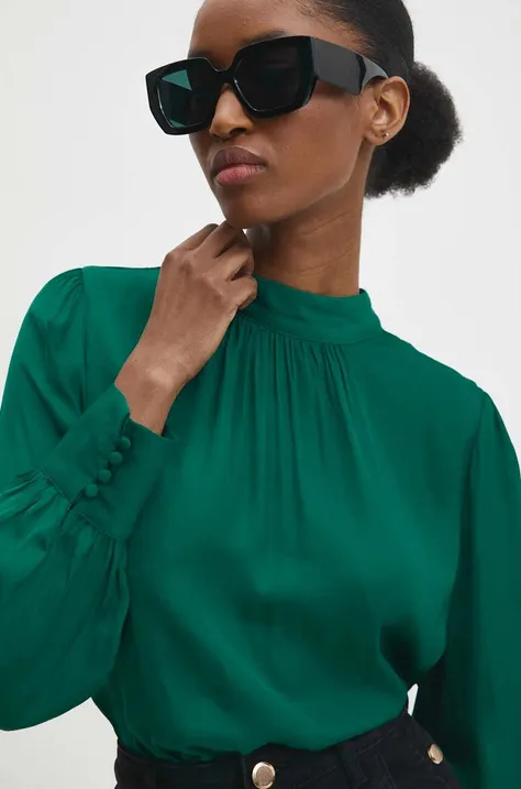 Answear Lab bluza femei, culoarea verde, neted