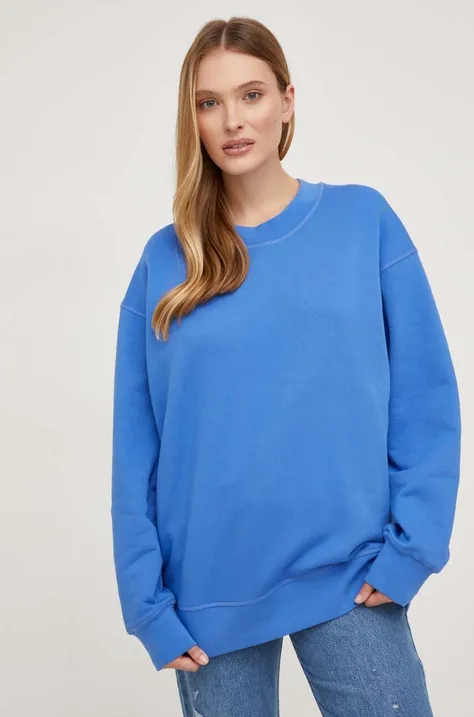 Answear Lab bluza bawełniana damska kolor niebieski gładka