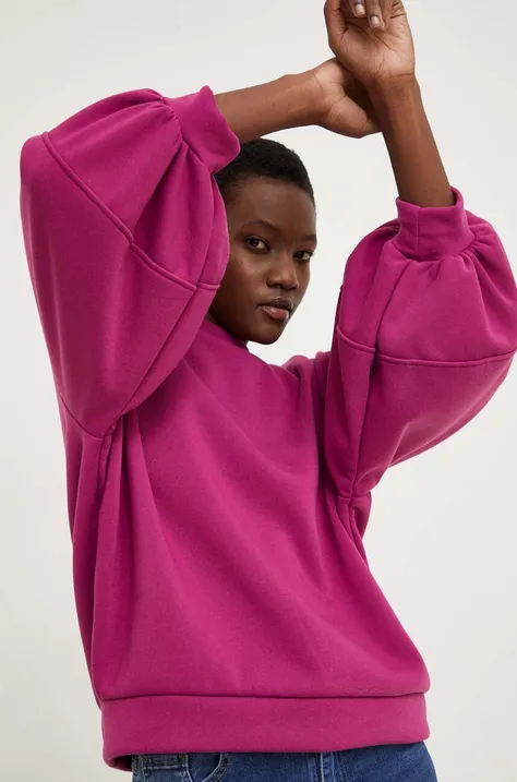 Bavlnená mikina Answear Lab dámska, ružová farba, jednofarebná