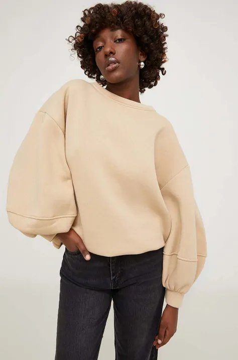 Answear Lab bluza bawełniana damska kolor beżowy gładka
