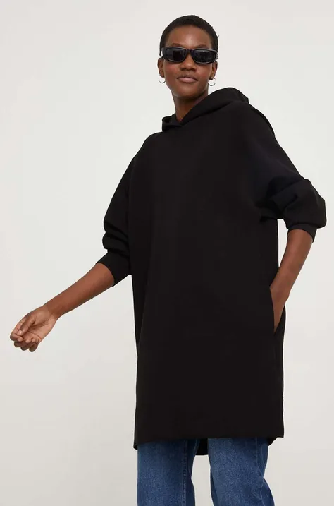 Mikina Answear Lab čierna farba, mini, oversize