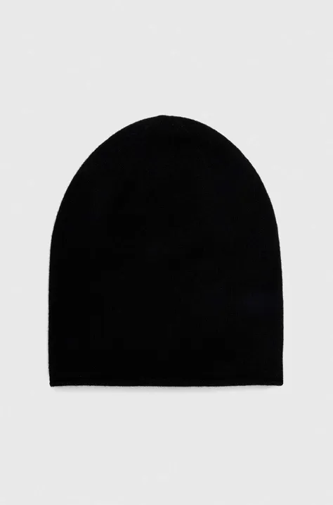 Answear Lab czapka wełniana kolor czarny z cienkiej dzianiny wełniana