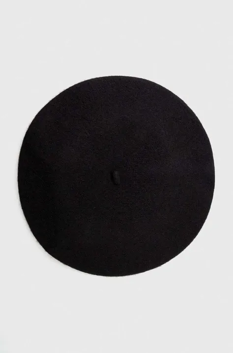 Vlněný baret Answear Lab černá barva, vlněný