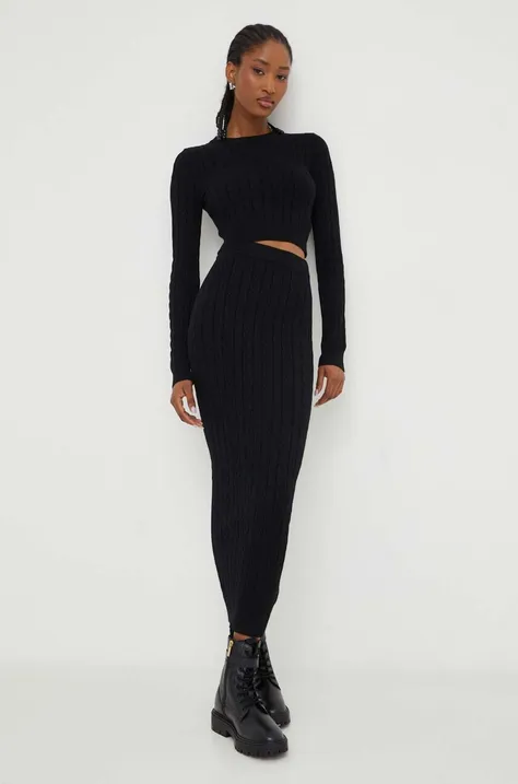 Σετ - πουλόβερ και φούστα Answear Lab χρώμα: μαύρο