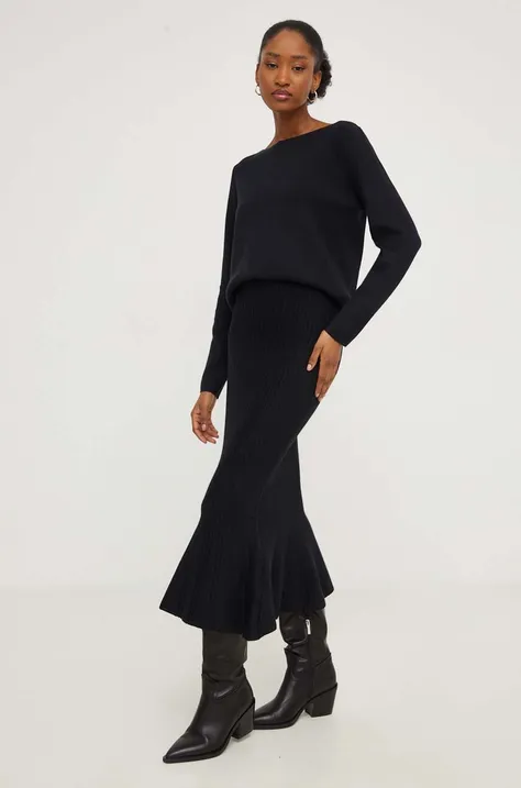 Σετ - πουλόβερ και φούστα Answear Lab χρώμα: μαύρο