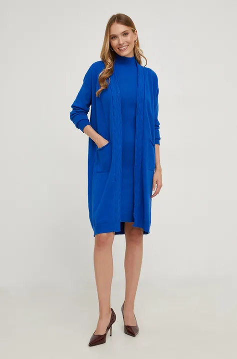Answear Lab sukienka i kardigan kolor niebieski