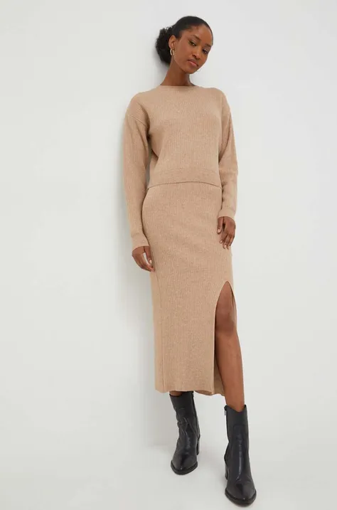 Комплект: светр і спідниця Answear Lab колір коричневий