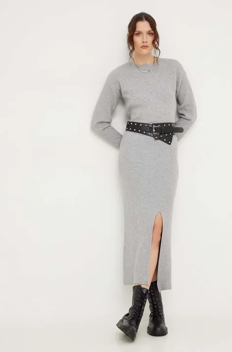 Σετ πουλόβερ και φούστα Answear Lab χρώμα: γκρι
