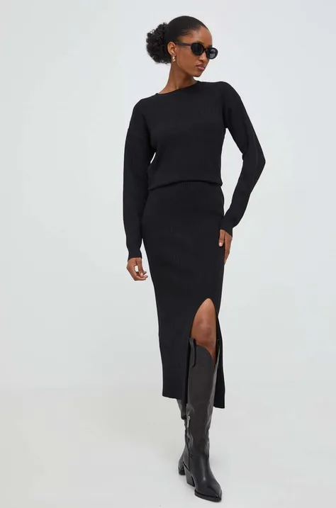 Σετ πουλόβερ και φούστα Answear Lab χρώμα: μαύρο
