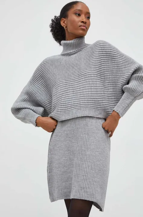 Σετ - πουλόβερ και φούστα Answear Lab χρώμα: γκρι