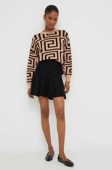 Answear Lab komplet - sweter i spódnica kolor brązowy