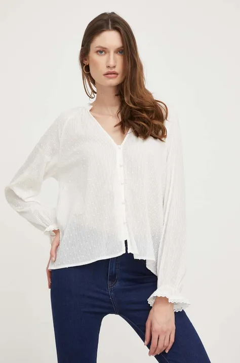 Bavlnená košeľa Answear Lab dámska, biela farba, regular