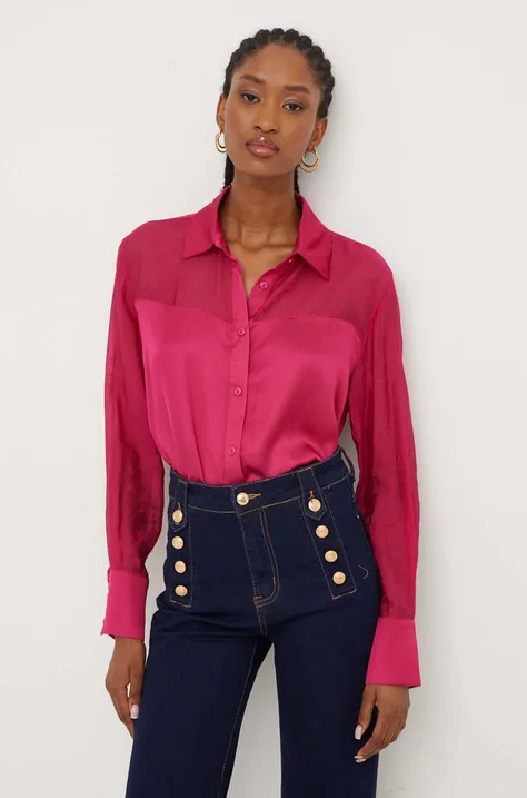 Answear Lab koszula X kolekcja limitowana NO SHAME damska kolor różowy relaxed z kołnierzykiem klasycznym