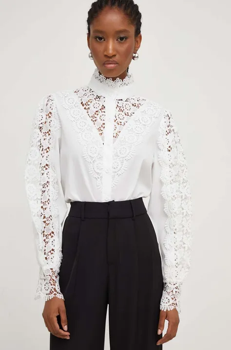 Answear Lab koszula X kolekcja limitowana NO SHAME damska kolor biały regular ze stójką