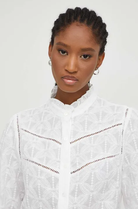 Answear Lab koszula bawełniana X kolekcja limitowana NO SHAME damska kolor biały regular ze stójką