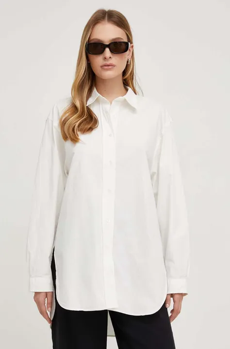 Bavlnená košeľa Answear Lab X limitovaná kolekcia NO SHAME dámska, biela farba, voľný strih, s klasickým golierom