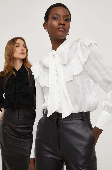 Answear Lab koszula X kolekcja limitowana NO SHAME damska kolor biały regular z wiązanym dekoltem
