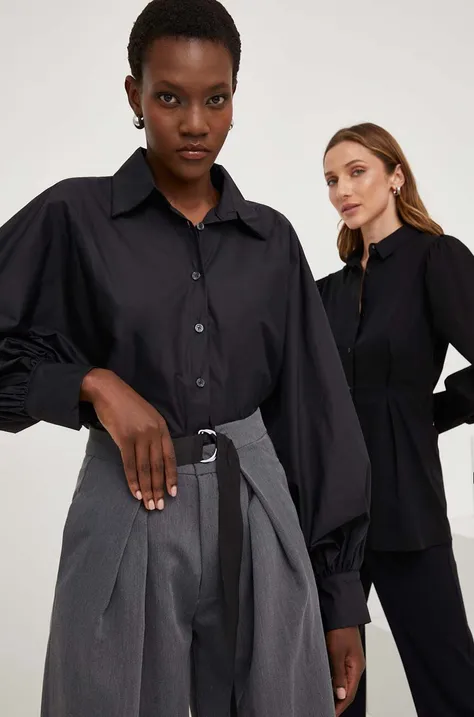 Answear Lab koszula bawełniana X kolekcja limitowana NO SHAME damska kolor czarny relaxed z kołnierzykiem klasycznym